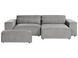 Left Hand 2-Seater Modular Corner Sofa with Ottoman Grey Fabric Sectional Couch Sofa with Black Legs Modern Living Room Beliani