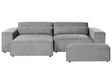 Right Hand 2-Seater Modular Corner Sofa with Ottoman Grey Fabric Sectional Couch Sofa with Black Legs Modern Living Room Beliani