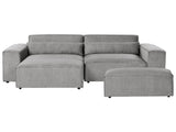 Right Hand 2-Seater Modular Corner Sofa with Ottoman Grey Fabric Sectional Couch Sofa with Black Legs Modern Living Room Beliani