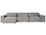 Right Hand 3 Seater Modular Sofa Grey Fabric Sectional Couch Sofa with Black Legs Modern Living Room Beliani