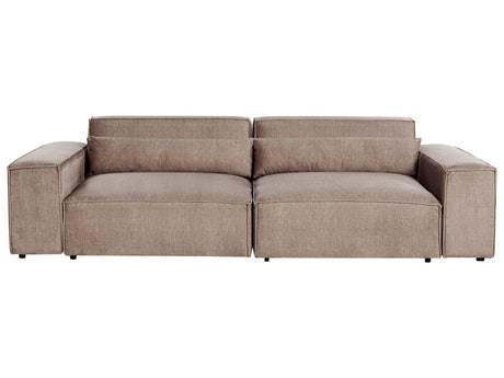 2 Seater Modular Sofa Brown Fabric Sectional Couch Sofa with Black Legs Modern Living Room Beliani