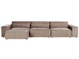 3 Seater Modular Sofa with Ottoman Brown Fabric Sectional Couch Sofa with Black Legs Modern Living Room Beliani