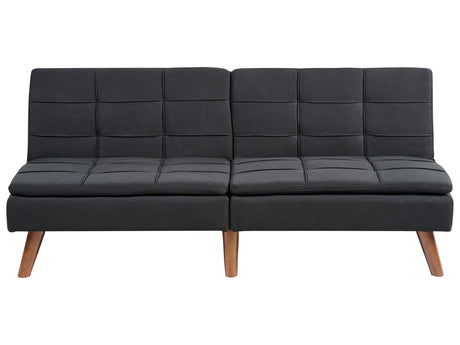 Sofa Bed Black 3-Seater Quilted Upholstery Click Clack Split Back Metal Legs Beliani