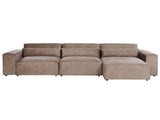 Left Hand 3 Seater Modular Sofa Brown Fabric Sectional Couch Sofa with Black Legs Modern Living Room Beliani
