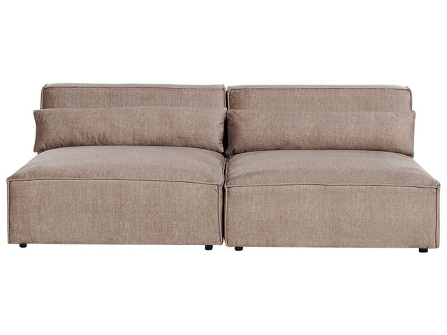 2 Seater Armless Modular Sofa Brown Fabric Sectional Couch Sofa with Black Legs Modern Living Room Beliani