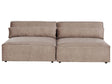 2 Seater Armless Modular Sofa Brown Fabric Sectional Couch Sofa with Black Legs Modern Living Room Beliani