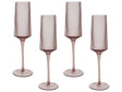 Set of 4 Champagne Flutes Pink Transparent Hand-Blown 22 cl 8 oz 4 Pcs Set Beliani