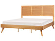 EU Super King Size Bed Light Wood MDF 6ft Frame with Headboard and Slatted Base Rustic Style Beliani