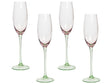 Set of 4 Champagne Flutes Pink Green Transparent Hand-Blown 20 cl 7 oz 4 Pcs Set Beliani