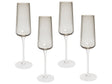 Set of 4 Champagne Flutes Grey Transparent Hand-Blown 23 cl 8 oz 4 Pcs Set Coupes Glass Beliani