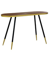 Console Table Dark Ash Wood MDF 120 x 41 cm Gold Base Living Room Hallway Furniture Beliani