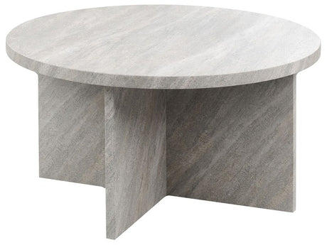 Coffee Table Grey MDF Stone-like Veneer ø 80 cm Classic Modern Design Beliani