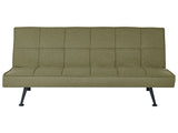 Fabric Sofa Bed Olive Green 3-Seater Quilted Upholstery Click-Clack Guest Bed Armless Beliani