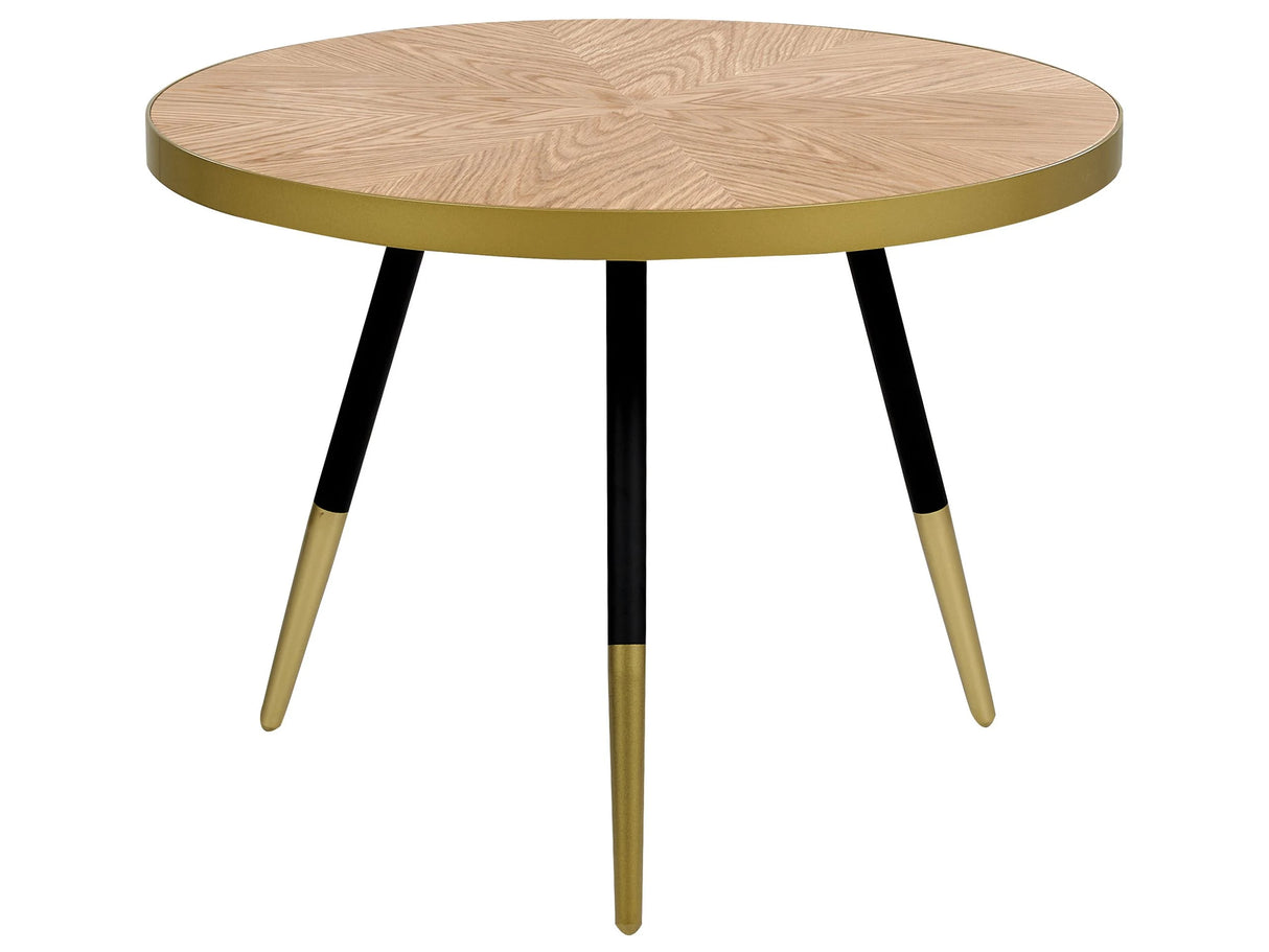 Coffee Table Light Ash Wood and Gold MDF  61 cm Top Tripod Base Living Room Furniture Modern Design Beliani