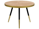 Coffee Table Light Ash Wood and Gold MDF  61 cm Top Tripod Base Living Room Furniture Modern Design Beliani