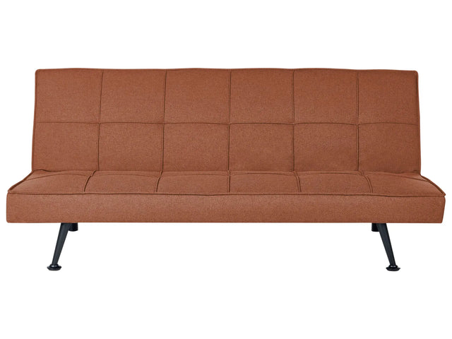 Fabric Sofa Bed Golden Brown 3-Seater Quilted Upholstery Click-Clack Guest Bed Armless Beliani