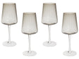 Set of 4 Wine Glasses Grey Finish Hand-Blown Glass 36 cl 13 oz 4 Pcs Set Beliani