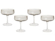 Set of 4 Champagne Saucers Grey Transparent Hand-Blown 17 cl 6 oz 4 Pcs Set Coupes Glass Beliani
