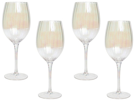 Set of 4 Red Wine Glasses Iridescent Finish Hand-Blown Glass 53 cl 19 oz 4 Pcs Set Beliani