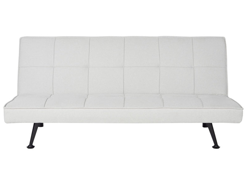 Fabric Sofa Bed Light Grey 3-Seater Quilted Upholstery Click-Clack Guest Bed Armless Beliani