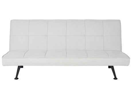 Fabric Sofa Bed Light Grey 3-Seater Quilted Upholstery Click-Clack Guest Bed Armless Beliani