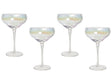 Set of 4 Champagne Saucers Glasses Transparent Iridescent Finish Hand-Blown Coupes Glass 30 cl 11 oz 4 Pcs Set Beliani