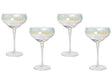 Set of 4 Champagne Saucers Glasses Transparent Iridescent Finish Hand-Blown Coupes Glass 30 cl 11 oz 4 Pcs Set Beliani