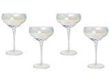 Set of 4 Champagne Saucers Glasses Transparent Iridescent Finish Hand-Blown Coupes Glass 30 cl 11 oz 4 Pcs Set Beliani