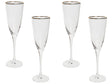 Set of 4 Champagne Flutes Transparent Hand-Blown 25 cl 9 oz 4 Pcs Set Gold-Rimmed Beliani