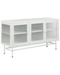 3 Door Sideboard White Steel Fluted Tempered Glass Adjustable Shelves Leg Caps Living Room Furniture Modern Industrial Design Beliani