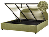 Storage Bed Olive Green Boucle EU Super King Size 6ft Minimalist Retro Design Ottoman Storage Beliani