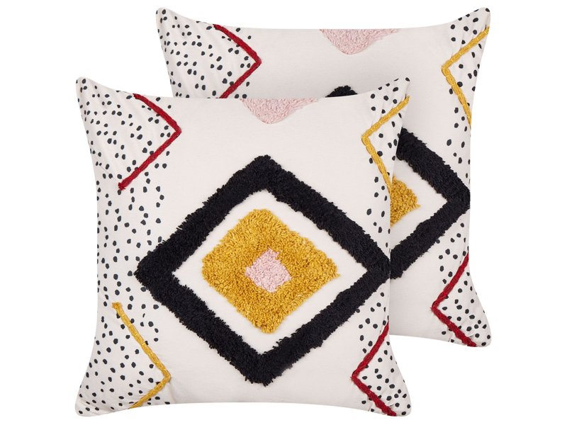 2 Decorative Cushions Multicolor Cotton 45 x 45 cm with Abstract Pattern Beliani