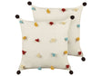 2 Decorative Cushions Light Beige Cotton 45 x 45 cm with Multicolour Tassels Beliani