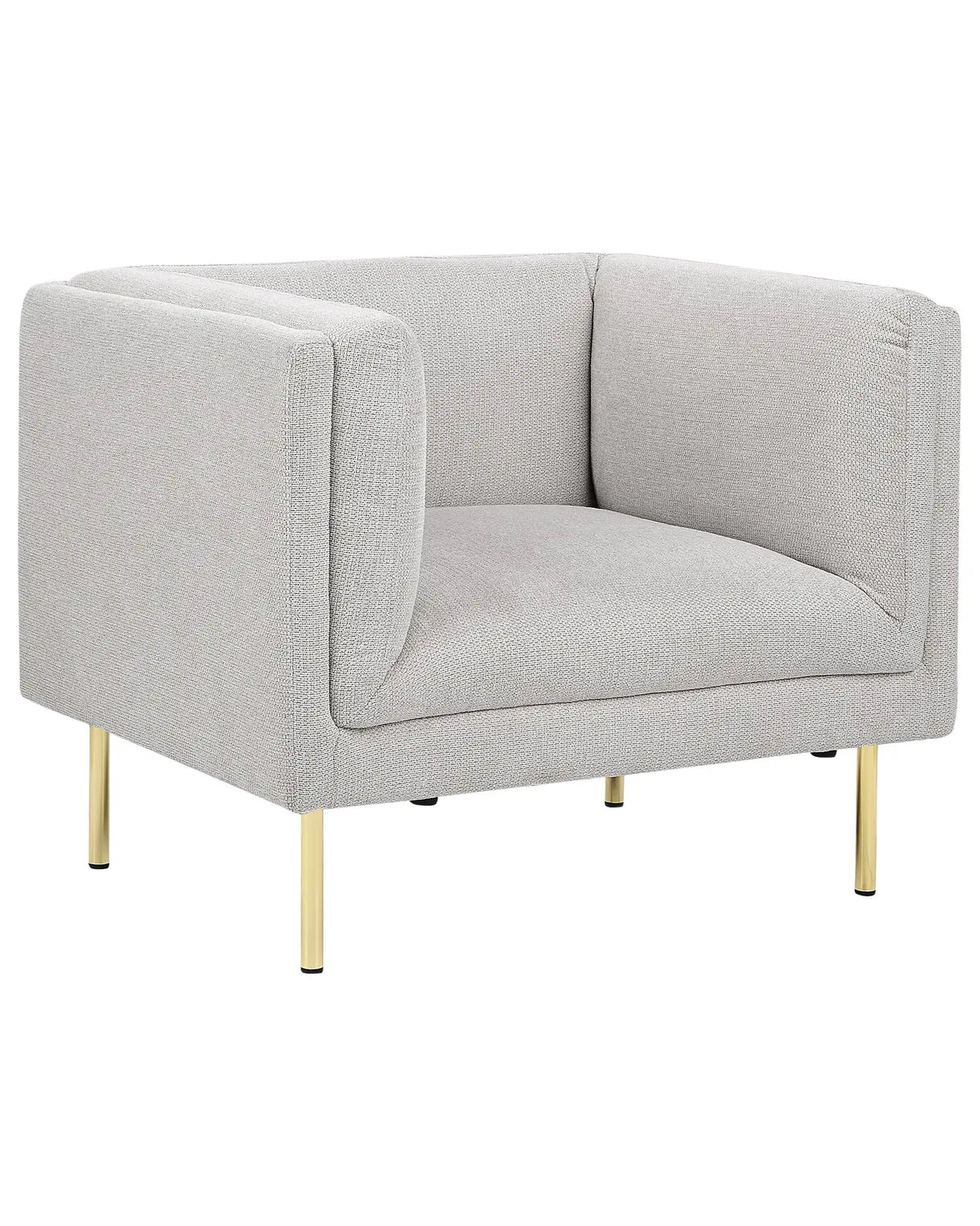 Armchair Grey Fabric Gold Chrome Iron Legs with Armrests Modern Minimalistic Living Room Beliani