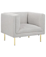 Armchair Grey Fabric Gold Chrome Iron Legs with Armrests Modern Minimalistic Living Room Beliani