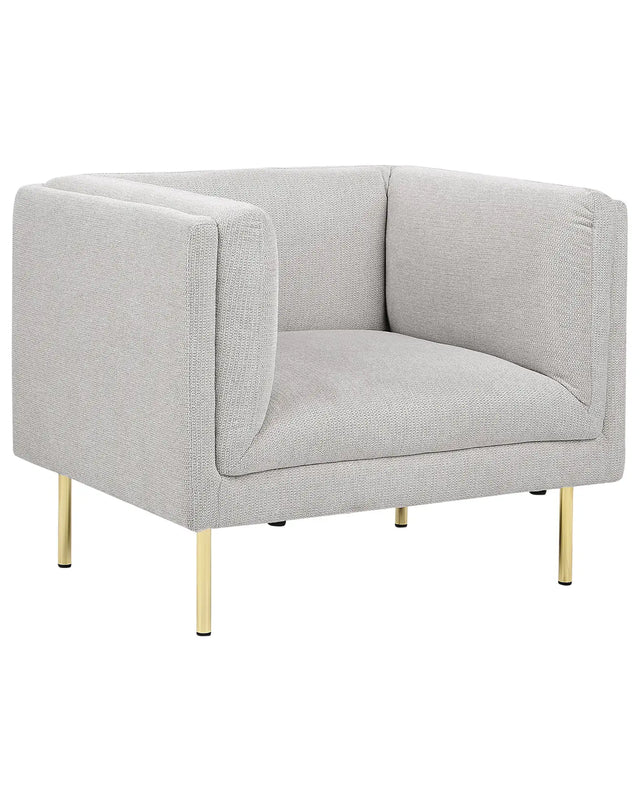 Armchair Grey Fabric Gold Chrome Iron Legs with Armrests Modern Minimalistic Living Room Beliani