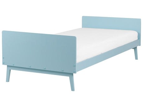 EU Single Bed Frame Light Blue Pine Wood 90 x 200 cm Slatted Base Modern Scandinavian Style Bedroom Beliani