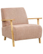 Armchair Pink Fabric Wooden Legs with Armrests Modern Minimalistic Living Room Beliani