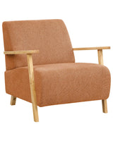 Armchair Orange Fabric Wooden Legs with Armrests Modern Minimalistic Living Room Beliani