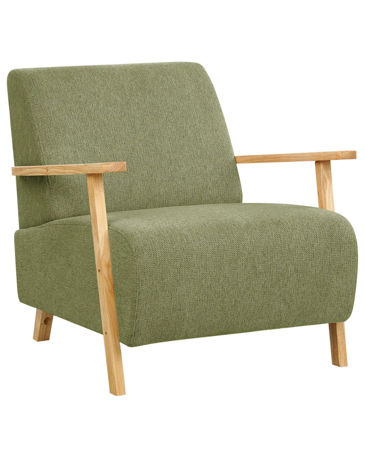 Armchair Green Fabric Wooden Legs with Armrests Modern Minimalistic Living Room Beliani