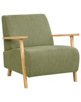 Armchair Green Fabric Wooden Legs with Armrests Modern Minimalistic Living Room Beliani