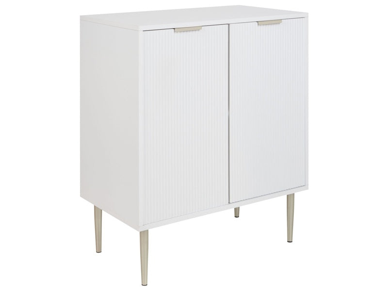 Sideboard White MDF 2 Doors 2 Storage Shelves Metal Legs Handles Scandinavian Modern Design Bedroom Beliani