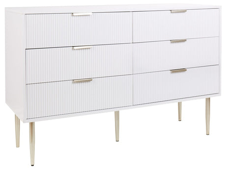 Chest of Drawers White MDF 6 Drawers Metal Legs Handles Scandinavian Modern Design Bedroom Beliani