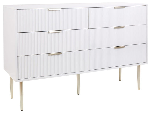 Chest of Drawers White MDF 6 Drawers Metal Legs Handles Scandinavian Modern Design Bedroom Beliani