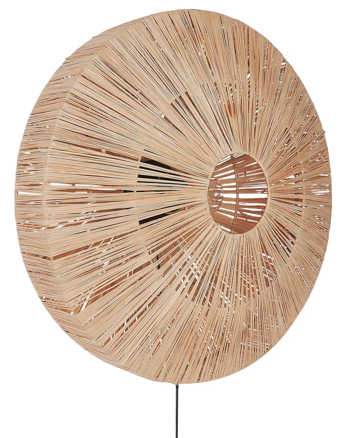 Wall Lamp Natural Straw Shade Black Iron Base Boho Lightning Sconce Light Bedroom Living Room Beliani