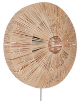 Wall Lamp Natural Straw Shade Black Iron Base Boho Lightning Sconce Light Bedroom Living Room Beliani