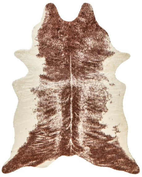 Area Rug Brown Faux Fur Hide 150 x 200 cm with Spots Irregular Cow Print Beliani