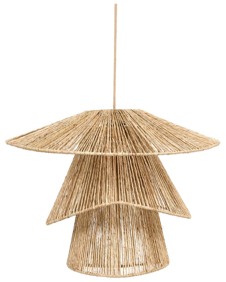 Pendant Lamp Natural Jute Shade Black Iron Base Boho Lightning Hanging Light Living Room Bedroom Hallway Beliani