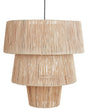Pendant Lamp Natural Straw Shade Black Iron Base Boho Lightning Hanging Light Living Room Bedroom Hallway Beliani