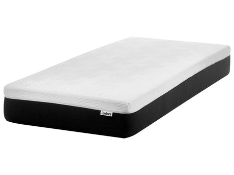 Gel Foam Mattress Firm White and Black EU Single Size Zippered Removable Polyester Cover Bedroom Accessories Beliani